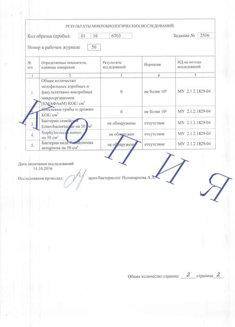 Микробиологические испытания эмалей ENAMERU