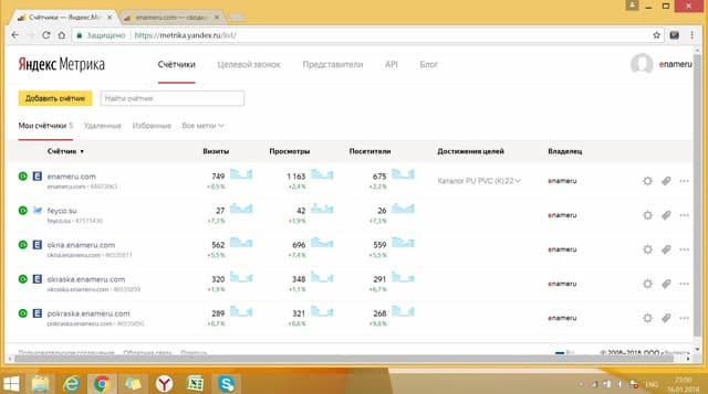Яндекс.Метрика сайтов ЭНАМЕРУ
